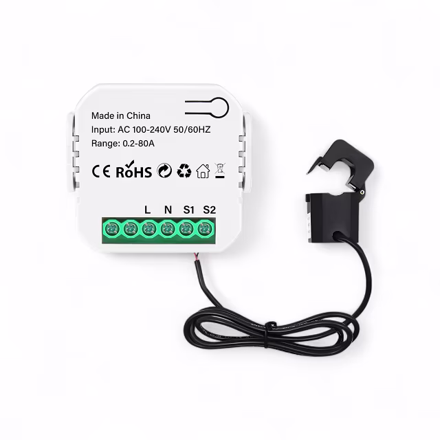 Smartlife Domotica Smart WiFi Energie Monitor | 1 Klem | Voor Zonnepanelen | 80A | Tuya & Smartlife App | Google Home &amp; Alexa | Wit