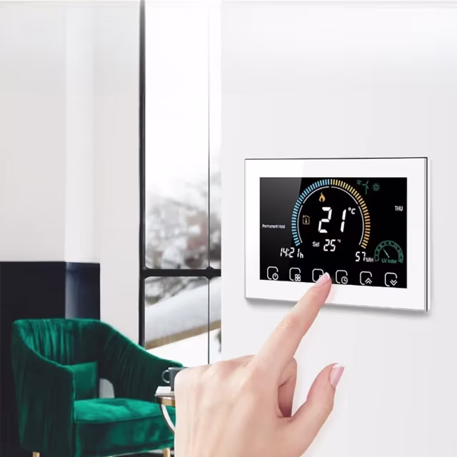 Smartlife Domotica Wifi Inbouw Thermostaat met Touchscreen voor C.V. Installatie (wit)