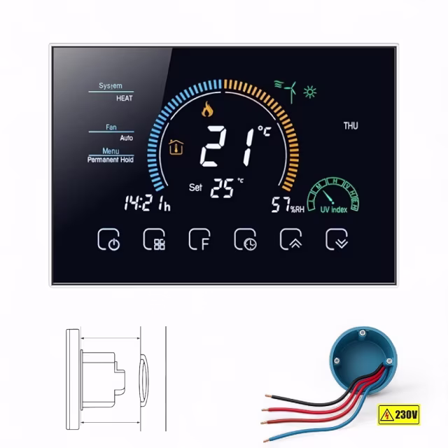 Smartlife Domotica Wifi Inbouw Thermostaat met Touchscreen voor Electrische verwarming (zwart) Smartlife Domotica Wifi Inbouw Thermostaat met Touchscreen voor Electrische verwarming (zwart)