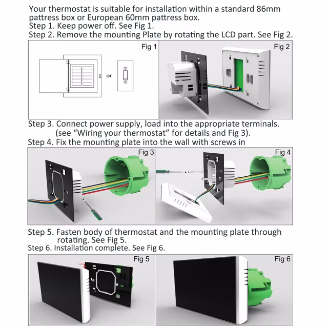 Smartlife Domotica Wifi Inbouw Thermostaat met Touchscreen voor Electrische verwarming (zwart) Smartlife Domotica Wifi Inbouw Thermostaat met Touchscreen voor Electrische verwarming (zwart)