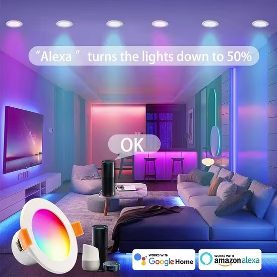 Smartlife Domotica Slimme Wifi Inbouw Spot (2 stuks) (downlight) RGB WW+CW 9 watt | 105mm Ø inbouwmaat Smartlife Domotica Slimme Wifi Inbouw Spot (2 stuks) (downlight) RGB WW+CW 9 watt | 105mm Ø inbouwmaat