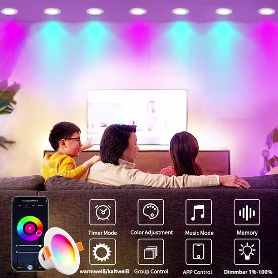 Smartlife Domotica Slimme Wifi Inbouw Spot (2 stuks) (downlight) RGB WW+CW 9 watt | 105mm Ø inbouwmaat Smartlife Domotica Slimme Wifi Inbouw Spot (2 stuks) (downlight) RGB WW+CW 9 watt | 105mm Ø inbouwmaat