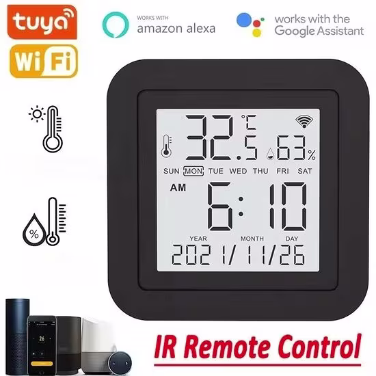 Smartlife Domotica Wifi Draadloze Slimme Temperatuur en Hygrometer + IR Universele afstandsbediening
