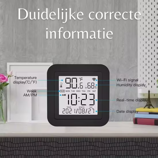 Smartlife Domotica Wifi Draadloze Slimme Temperatuur en Hygrometer + IR Universele afstandsbediening