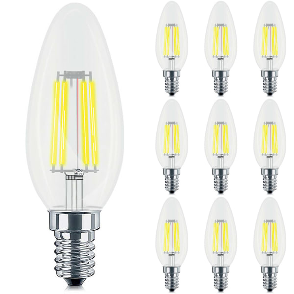 HLW LED Voordeelpak 10x Dimbare E14 Kaars Filament LED Lamp - Warm Wit
