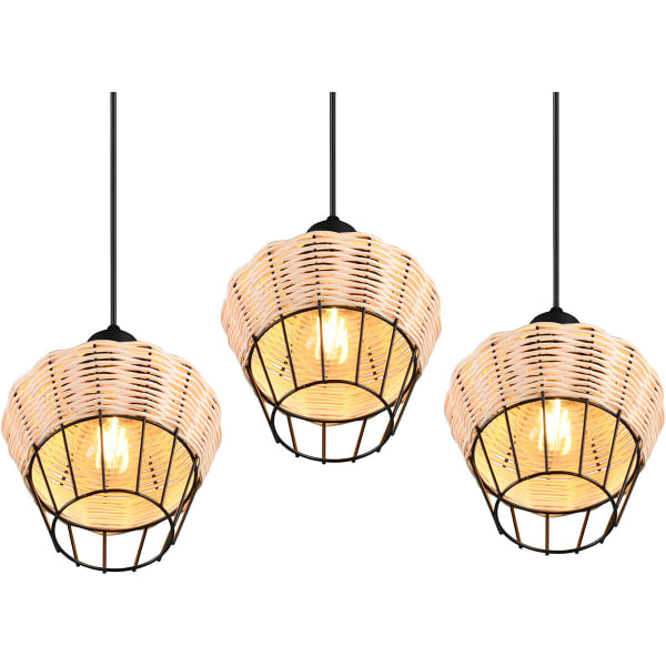 HLW LED LED Hanglamp Trion Bera - 3-lichts armatuur, Bruin Aluminium, E27 fitting