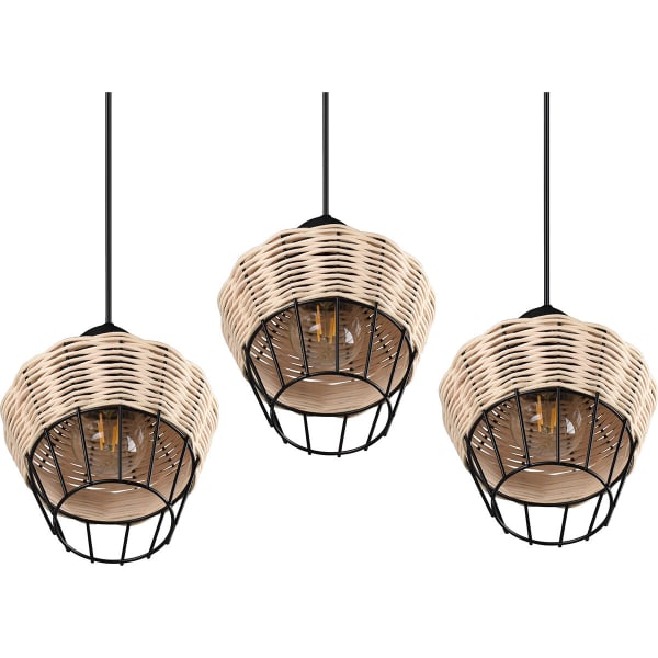 HLW LED LED Hanglamp Trion Bera - 3-lichts armatuur, Bruin Aluminium, E27 fitting