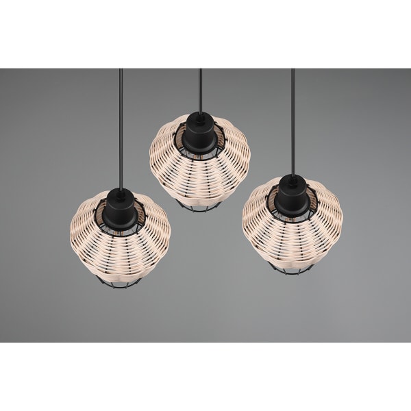 HLW LED LED Hanglamp Trion Bera - 3-lichts armatuur, Bruin Aluminium, E27 fitting