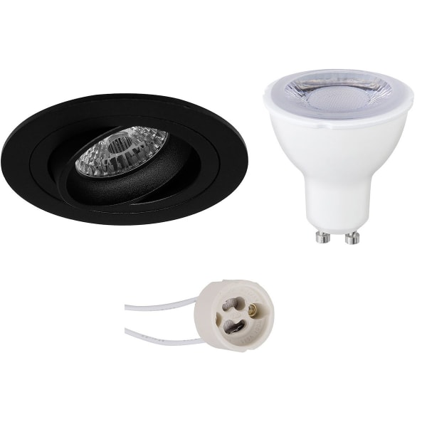 HLW LED LED Spot Set 6W - Kantelbare Dimbare Ronde Inbouwspot Mat Zwart GU10