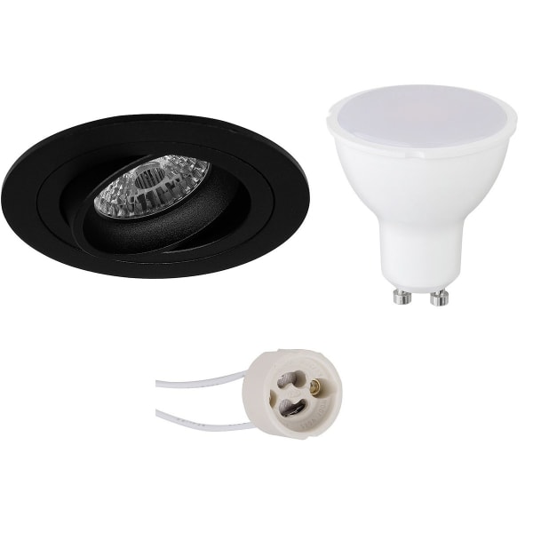 HLW LED LED Spot Set 6W - Kantelbare Ronde Inbouwspot Mat Zwart/Wit GU10
