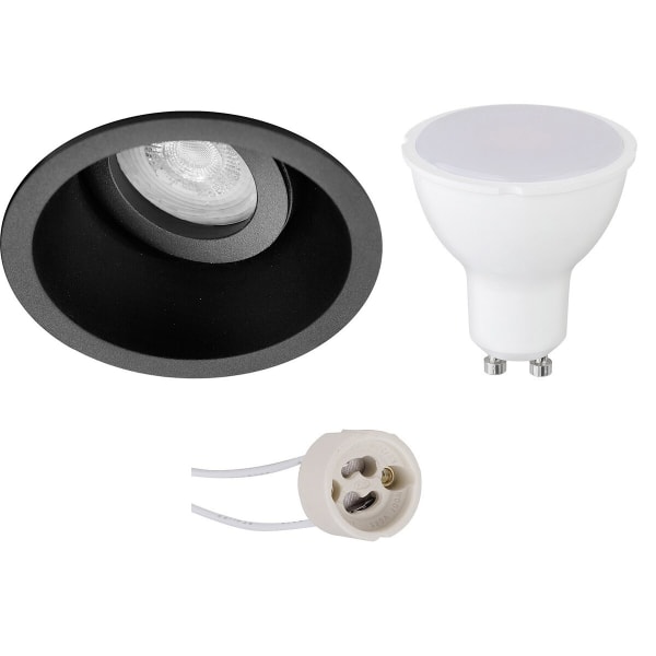 HLW LED Pragmi Zano Pro 4W LED Spot Set - Kantelbare Ronde Inbouwspot Mat Zwart, Warm Wit 3000K