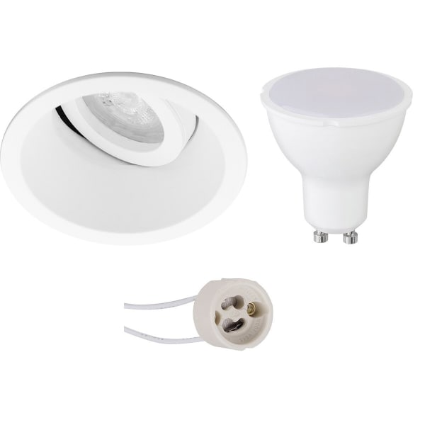 HLW LED LED Spot Set 4W - Kantelbare, Ronde Inbouwspot Mat Wit - GU10 - Helder Koud Wit 6400K