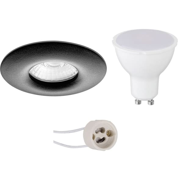 HLW LED LED Spot Set 6W - Ronde Inbouwspot IP65 Mat Zwart - Natuurlijk Wit 4200K