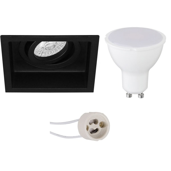 HLW LED LED Spot Set 6W - Kantelbare Vierkante Inbouwspot Mat Zwart of Wit, Warm Wit 3000K