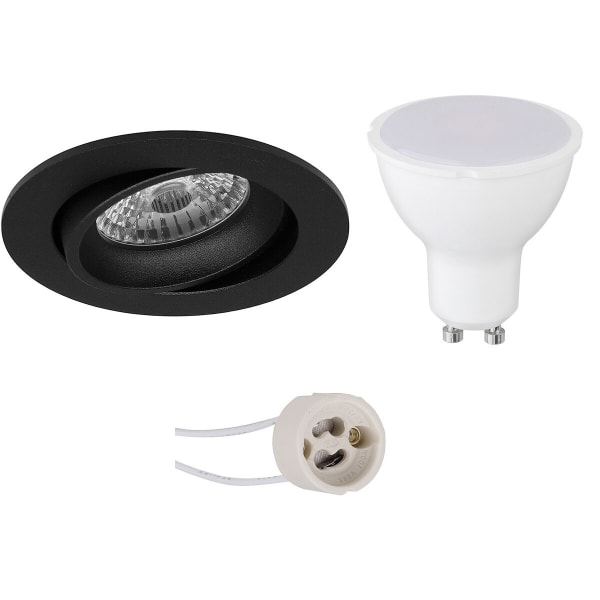 HLW LED Pragmi Delton Pro 4W LED Spot - Kantelbare Ronde Inbouwspot Mat Zwart Ø82mm