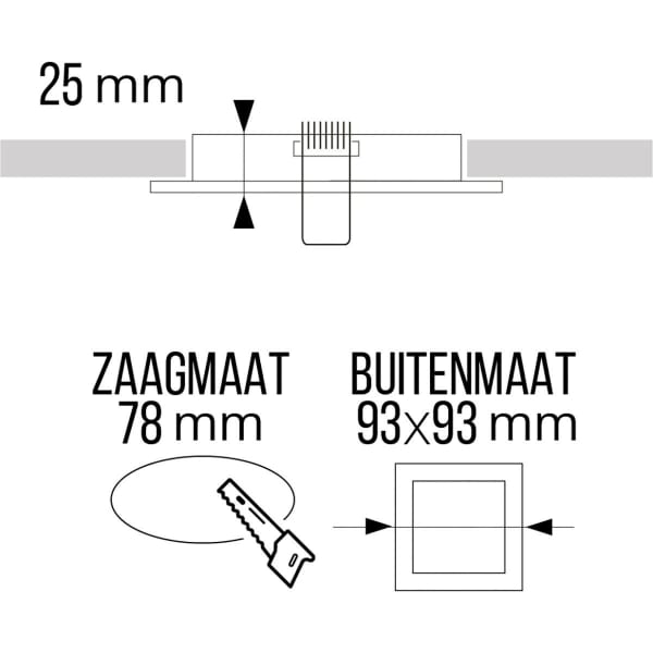 HLW LED LED Spot Set 6W - Vierkante Inbouwspot Mat Zwart, Witte Spot, GU10 Fitting