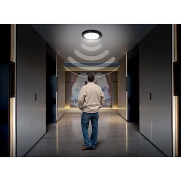 HLW LED LED Plafondlamp met Bewegingssensor + Dag en Nacht Sensor - 18W - Aanpasbare Kleur CCT - 360° Zichthoek - Opbouw/Inbouw - Rond - Mat Zwart