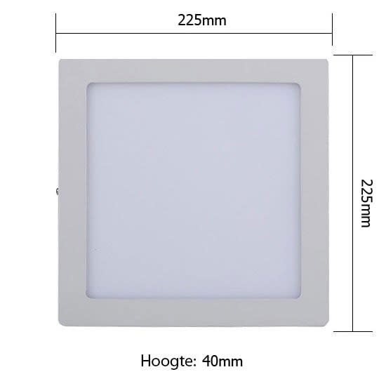 HLW LED LED Downlight - Opbouw Vierkant 18W - Helder/Koud Wit 6400K - Mat Wit Aluminium - 225mm