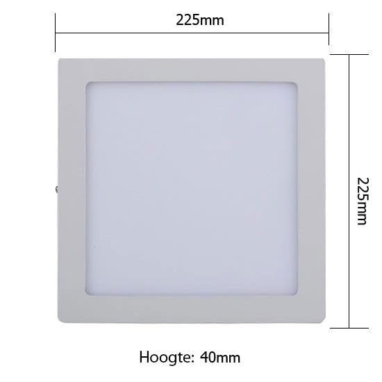 HLW LED LED Downlight - Opbouw Vierkant 18W - Natuurlijk Wit 4200K - Mat Wit Aluminium - 225mm