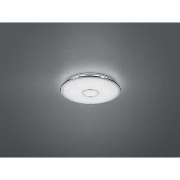 HLW LED LED Plafondlamp - Trion Osirina - 30W - Aanpasbare Kleur - Dimbaar - Afstandsbediening - Rond - Glans Chroom - Kunststof