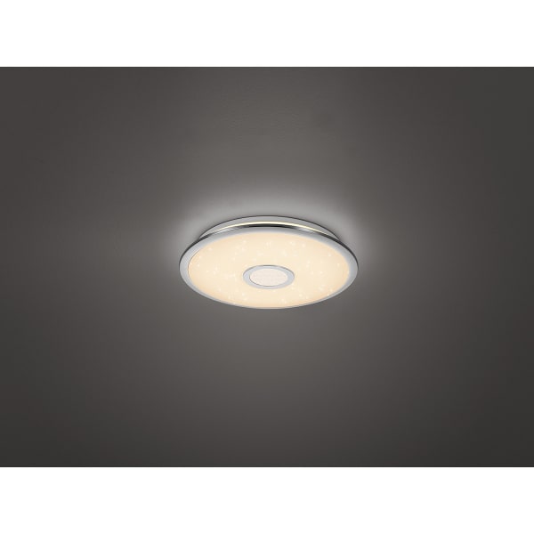 HLW LED LED Plafondlamp - Trion Osirina - 30W - Aanpasbare Kleur - Dimbaar - Afstandsbediening - Rond - Glans Chroom - Kunststof