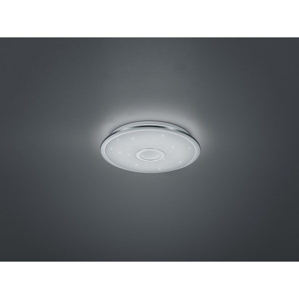 HLW LED LED Plafondlamp - Trion Osirina - 30W - Aanpasbare Kleur - Dimbaar - Afstandsbediening - Rond - Glans Chroom - Kunststof