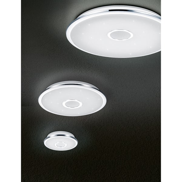 HLW LED LED Plafondlamp - Trion Osirina - 30W - Aanpasbare Kleur - Dimbaar - Afstandsbediening - Rond - Glans Chroom - Kunststof