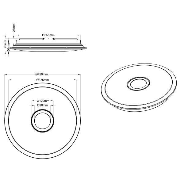 HLW LED LED Plafondlamp - Trion Osirina - 30W - Aanpasbare Kleur - Dimbaar - Afstandsbediening - Rond - Glans Chroom - Kunststof