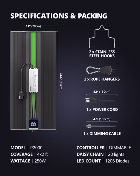 Viparspectra Viparspectra P2000 LED Kweeklamp Viparspectra Viparspectra P2000 LED Kweeklamp