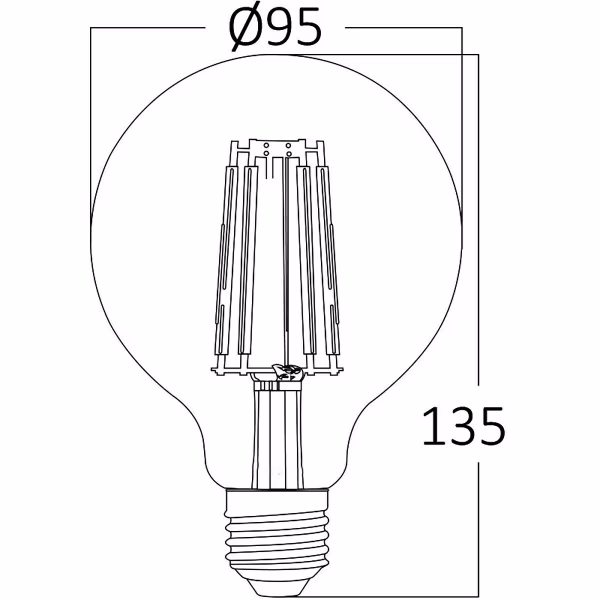 HLW LED 10x LED Lamp E27 Globe Filament Brinton 6W G95 2200K HLW LED 10x LED Lamp E27 Globe Filament Brinton 6W G95 2200K