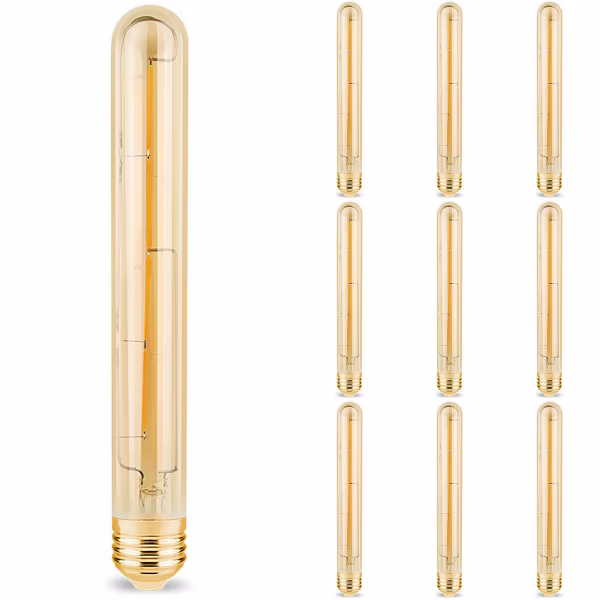 HLW LED Value Pack 10x LED Lamp E27 Tube Filament Brinton 6W T30 Dimmable 2200K HLW LED Value Pack 10x LED Lamp E27 Tube Filament Brinton 6W T30 Dimmable 2200K