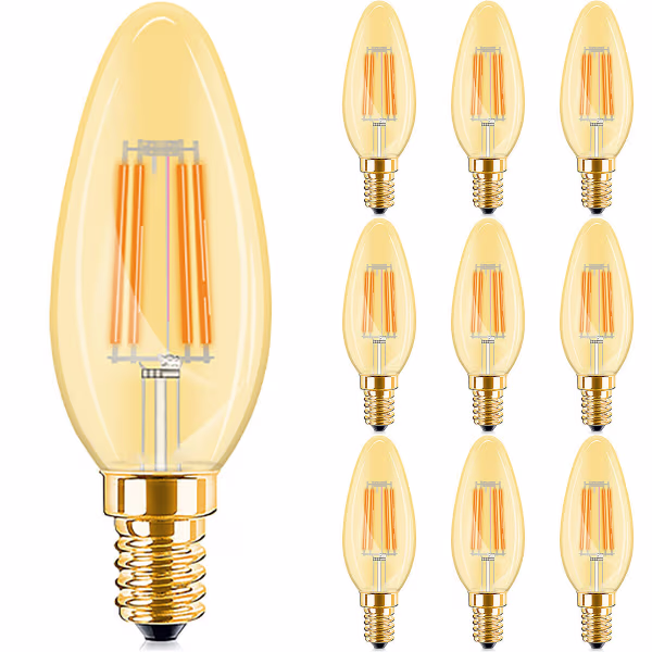 HLW LED Voordeelpak 10x Dimbare E14 LED Lamp Filament - Amber 2200K HLW LED Voordeelpak 10x Dimbare E14 LED Lamp Filament - Amber 2200K