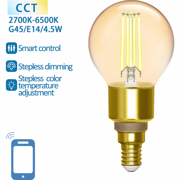 HLW LED Slimme Aigi Delano LED Lamp - G45 Filament E14 - Amber 4.5W HLW LED Slimme Aigi Delano LED Lamp - G45 Filament E14 - Amber 4.5W