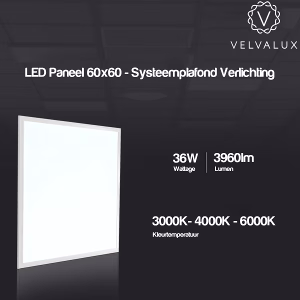 Velvalux LED Panel 60x60 Velvalux Lumis - 36W Recessed LED Downlight Neutral White Velvalux LED Panel 60x60 Velvalux Lumis - 36W Recessed LED Downlight Neutral White