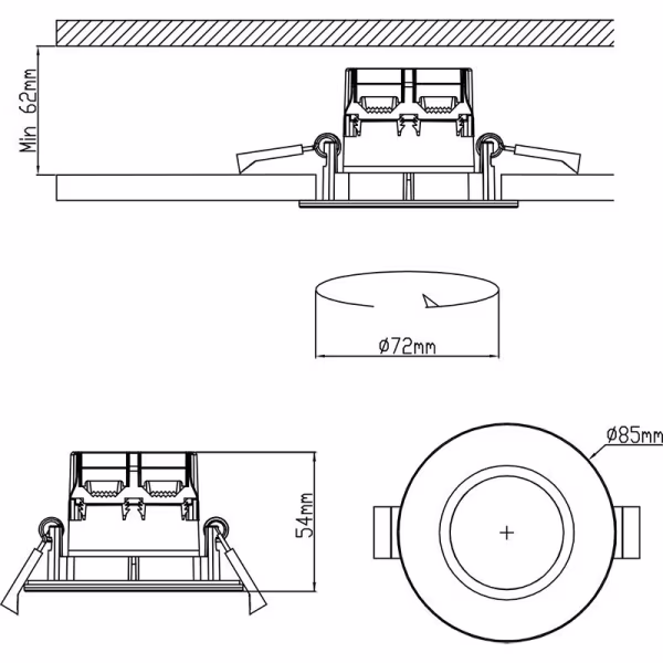HLW LED Dimmable Waterproof Recessed LED Downlight 5W Spot Warm White 2700K–3000K IP65 HLW LED Dimmable Waterproof Recessed LED Downlight 5W Spot Warm White 2700K–3000K IP65