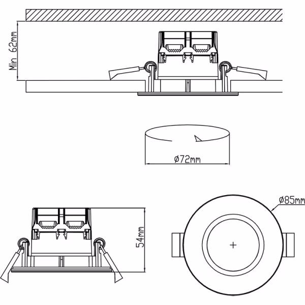HLW LED LED Spot Recessed LED Downlight 5W Dimmable, Waterproof IP65, Warm White 2700K–3000K HLW LED LED Spot Recessed LED Downlight 5W Dimmable, Waterproof IP65, Warm White 2700K–3000K