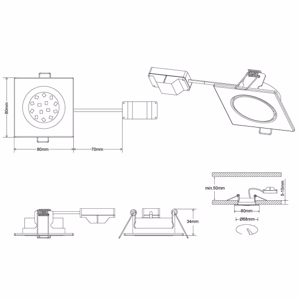 HLW LED LED Spot - Inbouw LED Downlight 5W Warm Wit 2700K–3000K Mat Nikkel