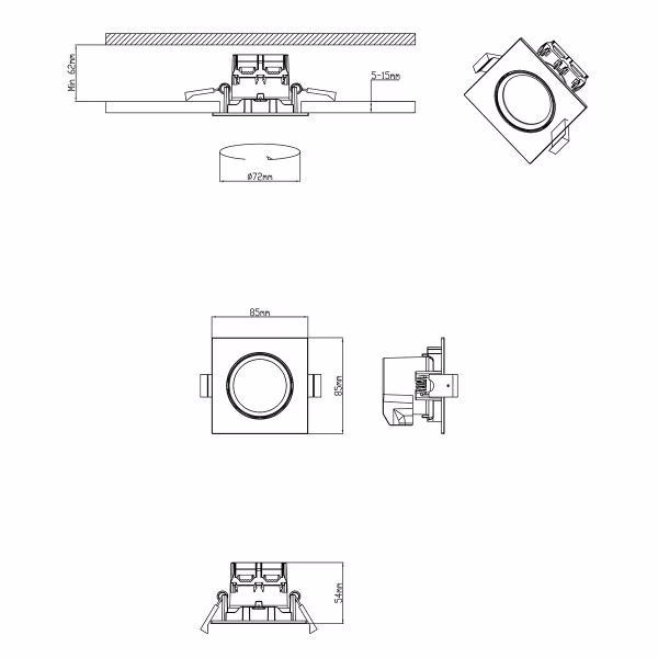 HLW LED Inbouw LED Spot 5W Dimbaar Warm Wit 2700K–3000K | LED Lamp Downlight HLW LED Inbouw LED Spot 5W Dimbaar Warm Wit 2700K–3000K | LED Lamp Downlight