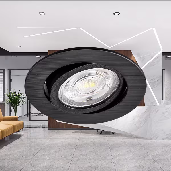 HLW LED Brinton Dimmable LED Spotlight 7W - Recessed LED Downlight Warm White 2700-3000K Black HLW LED Brinton Dimmable LED Spotlight 7W - Recessed LED Downlight Warm White 2700-3000K Black