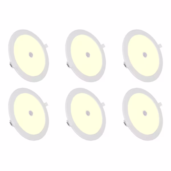 HLW LED LED Downlight Recessed Round 12W With Sensor - Warm White 2700K-3000K, 6 Pack HLW LED LED Downlight Recessed Round 12W With Sensor - Warm White 2700K-3000K, 6 Pack