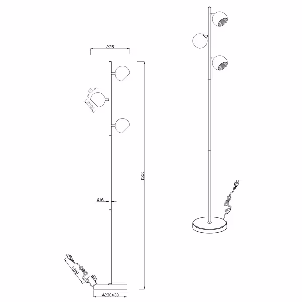 HLW LED LED Floor Lamp Trion Dakani - Black 3-light floor lamp with G9 fitting HLW LED LED Floor Lamp Trion Dakani - Black 3-light floor lamp with G9 fitting