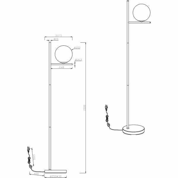 HLW LED Stijlvolle LED Vloerlamp Trion Pora met E14 fitting en mat antraciet aluminium HLW LED Stijlvolle LED Vloerlamp Trion Pora met E14 fitting en mat antraciet aluminium