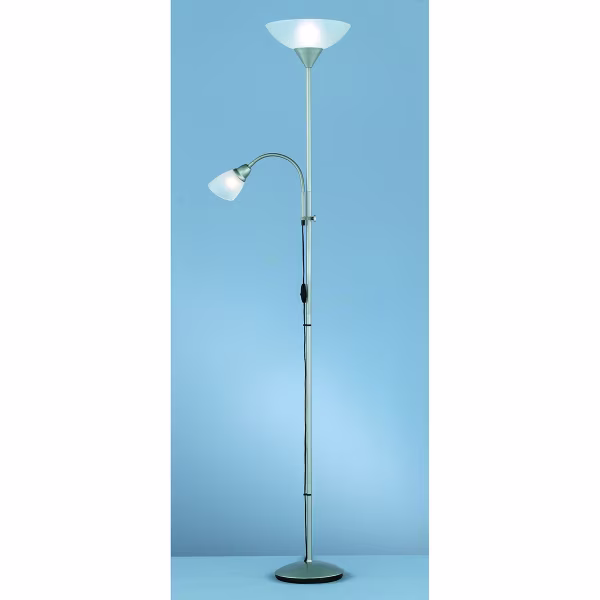 HLW LED LED Floor Lamp Trion Erza with double light points, matte titanium and aluminum HLW LED LED Floor Lamp Trion Erza with double light points, matte titanium and aluminum