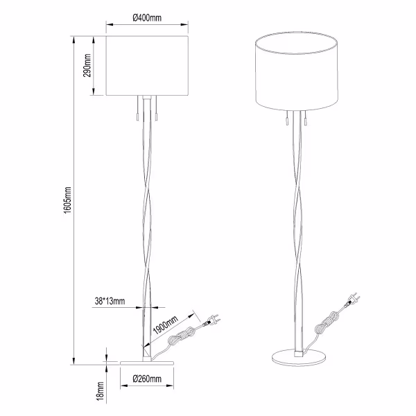 HLW LED LED Vloerlamp Mat Nikkel - Witte Vloerlamp met Warm Wit 2700K-3000K, 14W LED HLW LED LED Vloerlamp Mat Nikkel - Witte Vloerlamp met Warm Wit 2700K-3000K, 14W LED