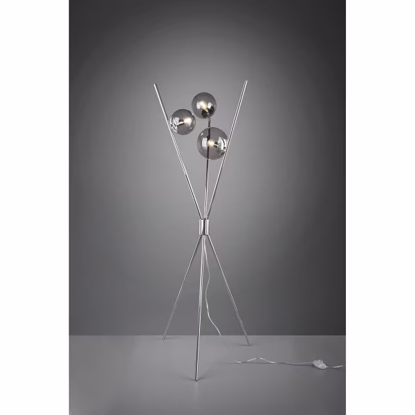 HLW LED LED Vloerlamp Trion Lancia - 3-lichts Mat Chroom Aluminium met E14 Fitting HLW LED LED Vloerlamp Trion Lancia - 3-lichts Mat Chroom Aluminium met E14 Fitting
