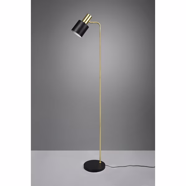 HLW LED Stijlvolle LED Vloerlamp Trion Alimo met Mat Zwart & Gouden Armatuur, E27 HLW LED Stijlvolle LED Vloerlamp Trion Alimo met Mat Zwart & Gouden Armatuur, E27
