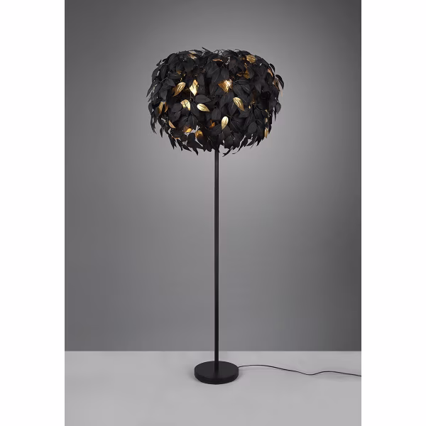 HLW LED LED Floor Lamp Trion Lovy - Stylish Black Floor Lamp with Gold Accents, 3-light HLW LED LED Floor Lamp Trion Lovy - Stylish Black Floor Lamp with Gold Accents, 3-light