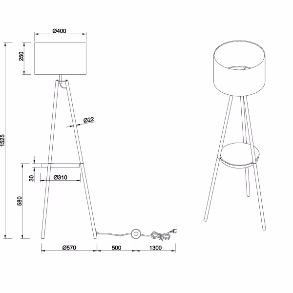 HLW LED LED Vloerlamp Trion Loet - Elegante Metalen Vloerlamp Coffee Kleur met E27 HLW LED LED Vloerlamp Trion Loet - Elegante Metalen Vloerlamp Coffee Kleur met E27