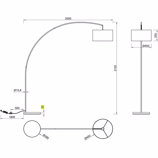 HLW LED Stijlvolle LED Vloerlamp Mat Wit - Rond Design, Metalen Vloerlamp met E27 Fitting