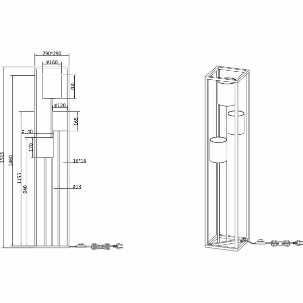 HLW LED Modern LED Floor Lamp - Black Metal Floor Lamp Trion Rocky 3-light HLW LED Modern LED Floor Lamp - Black Metal Floor Lamp Trion Rocky 3-light
